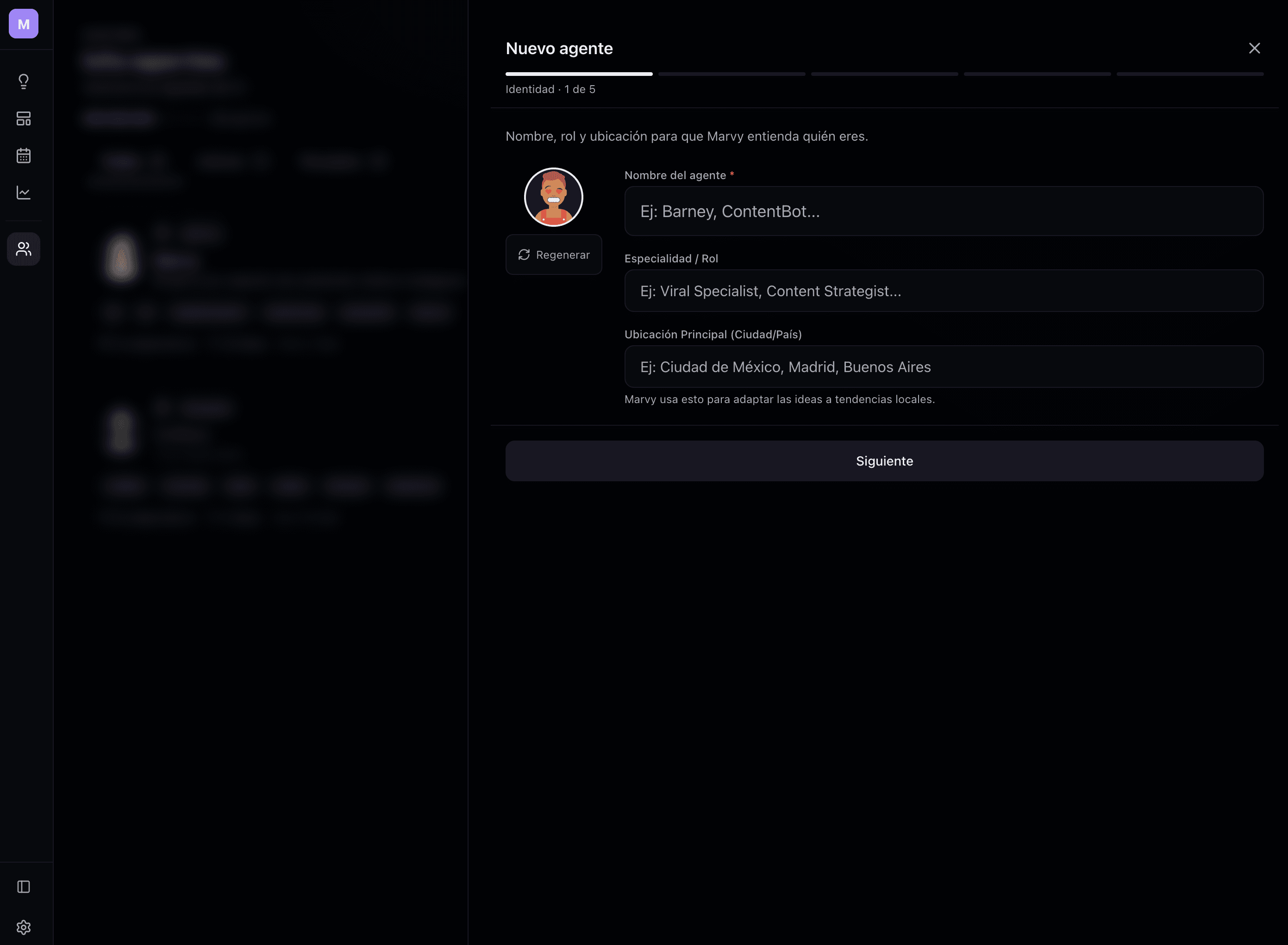 Configuración del agente de contenido en Marvy — define tu marca, tono y competidores en Instagram